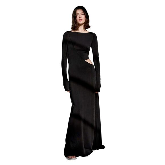 NWT Paris Georgia Black Cutout Drape Maxi Dress US Small NWT - Picture 3 of 6